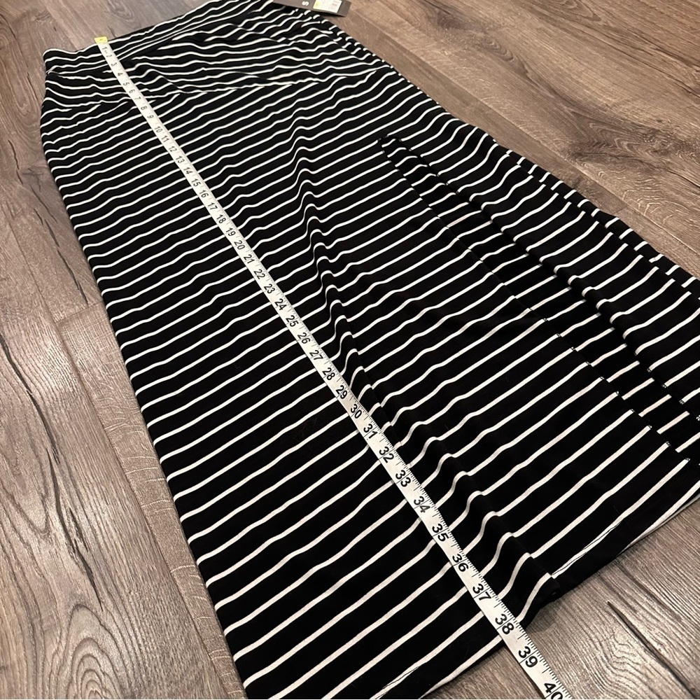 NEW NWT Mossimo Women’s Black Breton Striped Maxi Skirt Side Slit Sz S Nautical - Picture 10 of 10